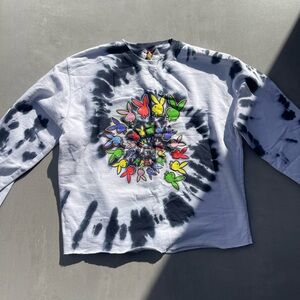 PLAYBOY x COLOR BARS Spiral Tie Dye Crewneck Sweatshirt - Black / White